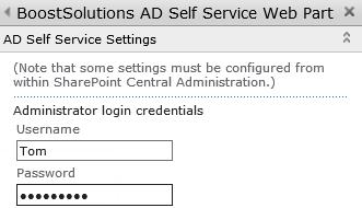 AD Self Service 2.0 User Guide Page 19 4.2 Configure Credentials Note AD Self Service cannot work properly when multiple domains are involved in the operation. a. Click the link open the tool pane.