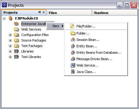 Figure 8-4 Adding a File to an EJB Module The wizard will create a session bean and add it to the EJB Module.