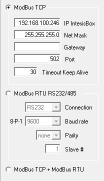 4.3 Connections configuration To configure the IBOX connection parameters and the Modbus values for each possible state, select menu Configuration -> IBOX.