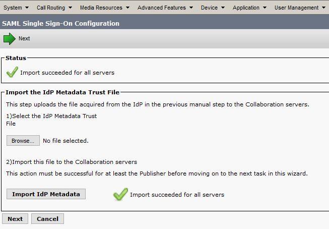 simply hit Continue Step 5. Next, CUCM instructs you to download the metadata file from your IdP.
