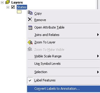 Creating Annotation Label features, then choose Convert Labels to Annotation Options include where to store the