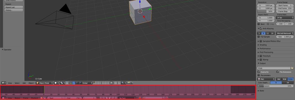 keyframes at the starting and ending times of that transition, and Blender will automatically generate the in between frames.