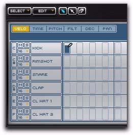 rhythmic patterns available in Transfuser s Drum Sequencer 1 Again, select the Pattern you want (1 12) and