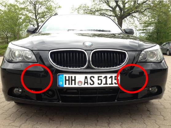Red circles indicate two Lux scanners from a 2- Sensor fusion system mounted on the front bumper of the car The recorded data is automatically labelled with a