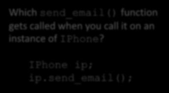 gets called when you call it on an instance of IPhone? IPhone buy_app() IPhone ip; ip.