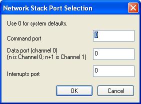 39 The Network Stack Port Selection dialog lets you configure the UDP ports.