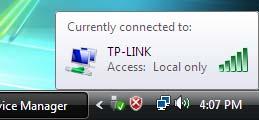 display a wireless Network Connection message like this one.