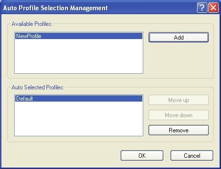 Figure 3-11 3. Highlight the profiles to add to auto profile selection, and click Add. The profile will appear in the Auto Selected Profiles box. 4.