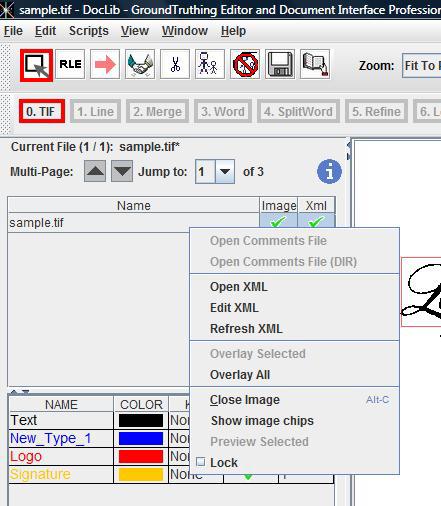 GEDI MENU OPTIONS View/Edit/Refresh XML: To use these options, click the right mouse button on the image name in the left file table.