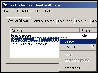 Chapter 2: FaxFinder Client Software Configuration Disassociating the Client from a Specific FaxFinder Unit In this procedure, you will un-do the procedure Associating Client with a Specific