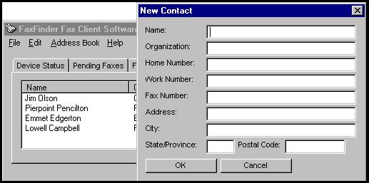 Setting up Your Address Book Manually The Address Book in the FaxFinder Client Software adds significant convenience to the system.