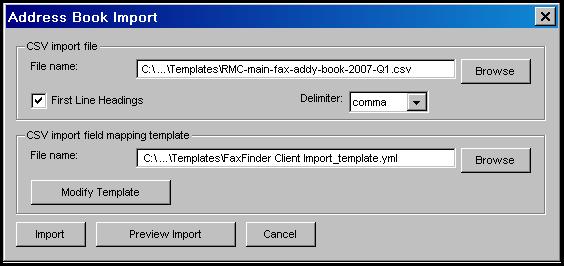 4. At the FaxFinder Client software, the new client-user should go to Address Book Import.
