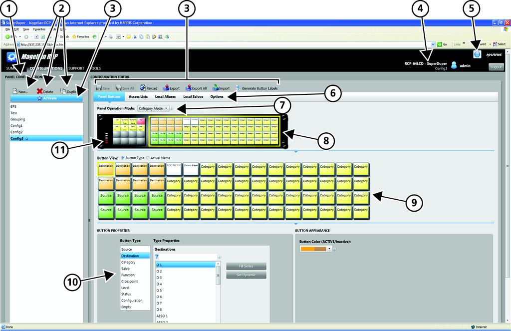 Magellan Programmable Control Panels Installation and Operation Manual 31 Configurations Page The Configurations page is a tabbed dialog that includes all functions necessary for configuring a panel.