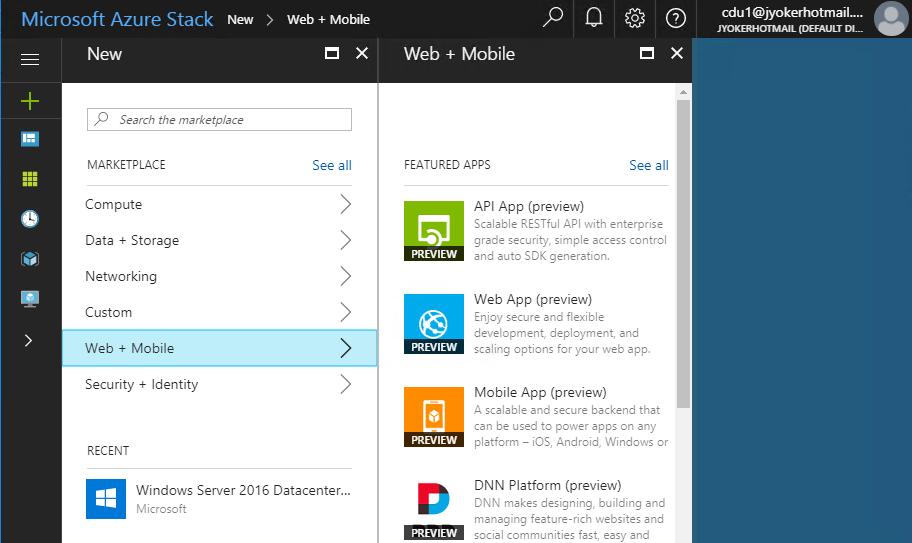 Figure 4: User s view of the Marketplace in Azure Stack Administrators can also use Marketplace to provision Azure resources in the Default Provider Subscription to support your internal operations.