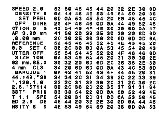 ASCII Data Hex decimal data related to left column of ASCII data Note: 1. Dump mode requires 2 wide paper width. 2. Turn off / on the power to resume printer for normal printing. 3.