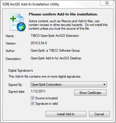ArcGIS Extension 2010 - User's Guide Then click on "Install Add-In".