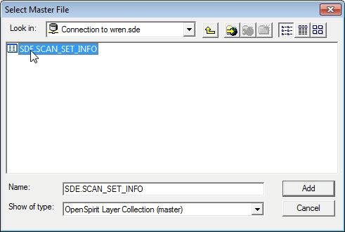 Using the Extension If you are selecting SDE output from the Scan Utility then you need to select the appropriate database connection for your SDE instance and then select the SCAN_SET_INFO table