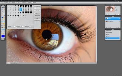 10. After getting the exact size of the brush on the iris click once.