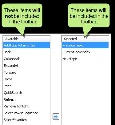 Web Toolbars in WebHelp Outputs Supported In: You can specify web toolbar settings for some online outputs. This includes determining which buttons are displayed in the web toolbar.
