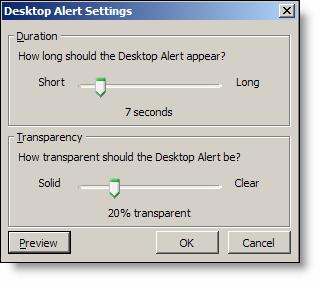 A Desktop Alert is a notification that appears on your desktop when you receive an email message, a meeting request, or a task request. To read the desktop alert message, click the subject.