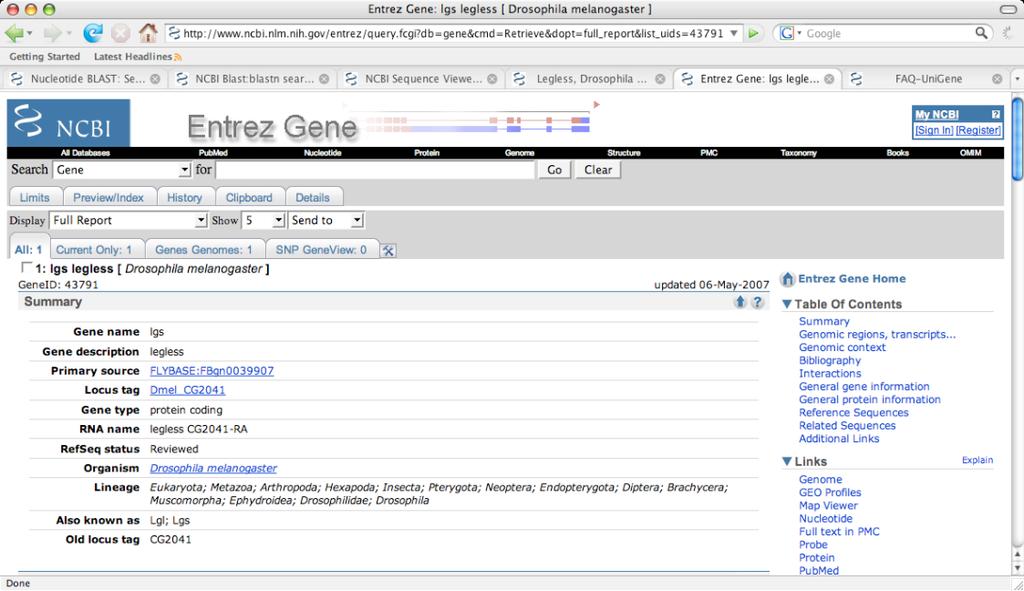 shows all the sequences in the database that show significant sequence homology to our sequence (Figure 6b).