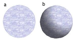 Figure 34: Texture without (a) and with (b) lighting and shadow effects Projection X / Y With one of these three buttons you can determine how the texture for this coordinate axis should be projected