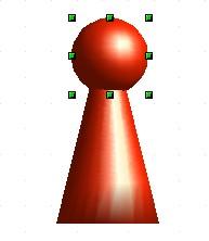 This new sphere can be dragged over to the cone. Exit the group after moving the sphere.