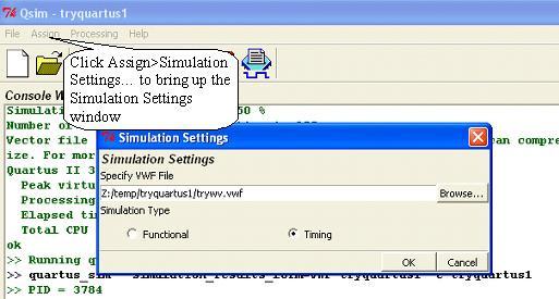 Figure 7: Simulation Settings 5. Start Simulation Start simulation by click Processing>Start Simulation in Qsim window, or click the Start Simulator icon on the tool bar.