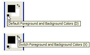 Figure 1-5: Foreground and background color tools. If you're familiar with Illustrator, these are the same shortcuts for the Fill and Stroke color boxes.