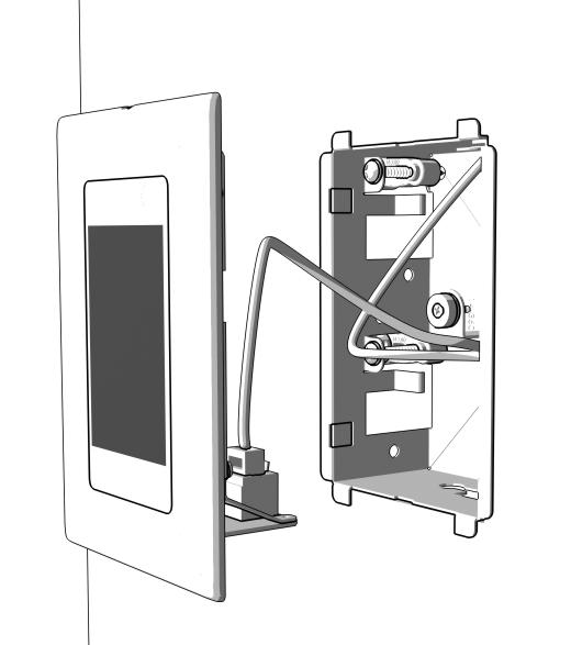 14. Attach the faceplate to the utility box as shown in Figure 9. 15. Plug the included DC power supply into the Power connector on the wall plate and into a wall outlet, as shown in Figure 3.