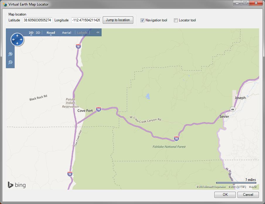 Figure 2 Project bounds in Virtual Earth Map Locator dialog 3.4 Importing Watershed Data using Web Services This section requires an internet connection.