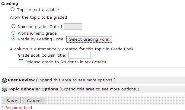 Now that the grading form has been created, you can attach the form to a graded discussion topic,