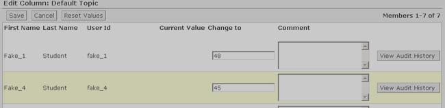 Edit a column value by clicking the column heading and selecting Edit Values.