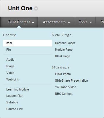 Adding Items You can add items to mycourses.