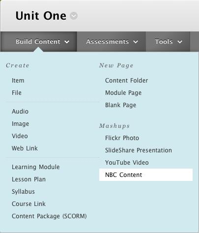 Adding an NBC Learn Mashup NBC Learn videos can easily be