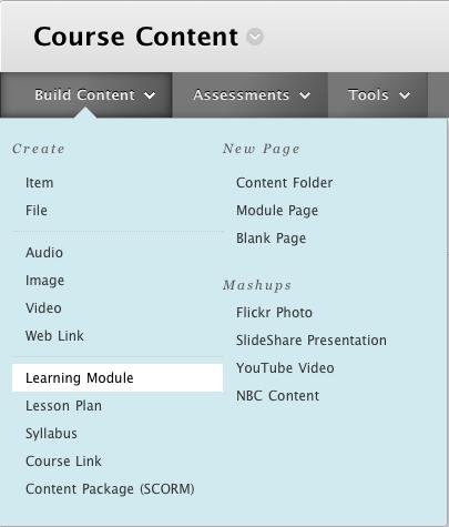 Adding a Learning Module A learning module allows you to organize materials in a logical order.