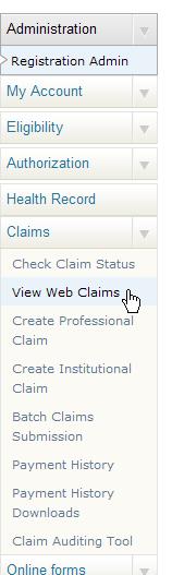 View Web Claims The View Web Claims feature allows you to re-open and continue working on saved, unsubmitted claims.