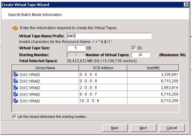 Figure 6. 3D/3DR-enable option for virtual tapes Existing tapes cannot become 3D/3DR-enabled and vice versa.