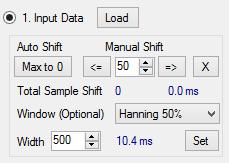 Click Load button to load measurement file. Max to 0 button will cyclic shift the IR so its peak is at 0ms. Please note that the impulse should not be cut off at 0ms.