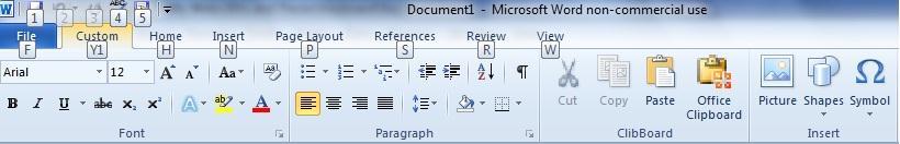 3. In newer versions of Word with the Ribbon Tool bar, the Alt key turns on Letters for each different section of the Ribbon and pressing that letter will take you to that section or tab.