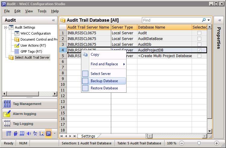- Documentation 3.6.6 Backup and restore database Backup database You can have a backup of the database of your Audit project trails. Procedure 1.