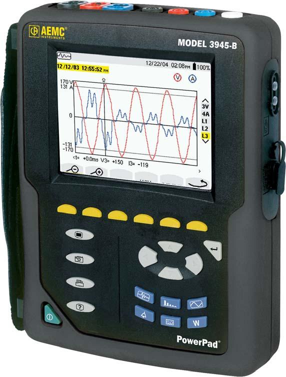 Three-Phase Power Quality Analyzer PowerPad Model 3945-B Display and record waveforms, transients, trend data and events simultaneously!