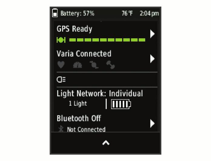 3 Select > Settings > Sensors > Add Sensor > Search All. 4 While the headlight is turned off, hold the Varia device key for 2 seconds to enter pairing mode.