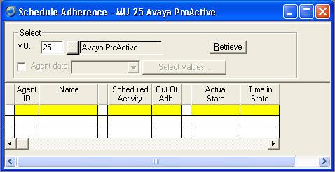 6.2.2. Verify Real-Time Data From the IEX TotalView Workforce Management main screen shown in Section 6.2.1, select MU > Real-time Adherence from the top menu.