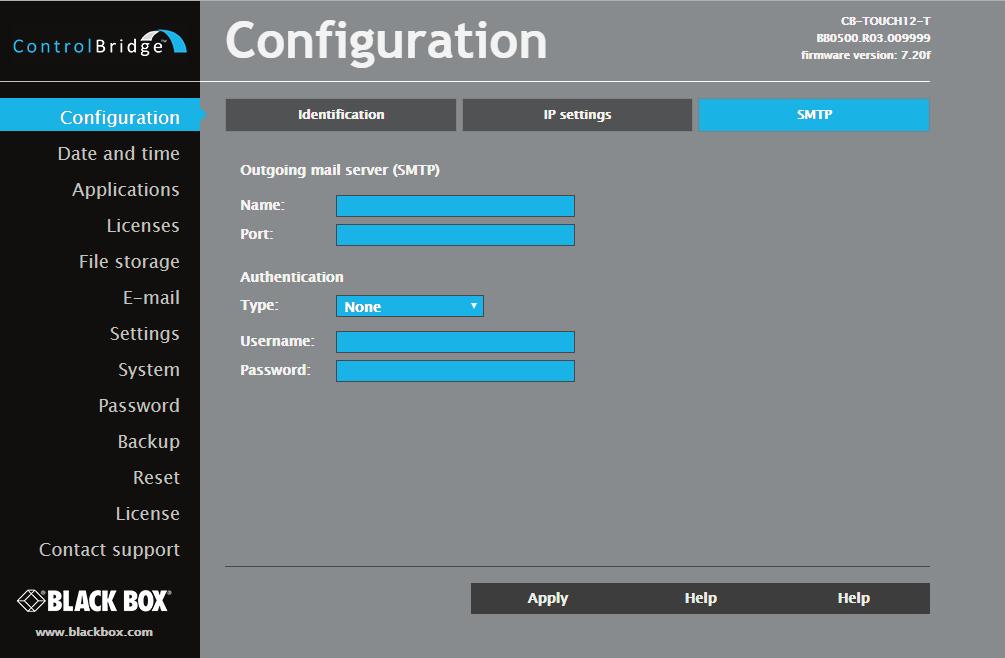 Chapter 8: Admin Control Panel B.3 IP Settings Figure 8-3. Configuration screen. This page is used for establishing the communication parameters for your ControlBridge Unit.