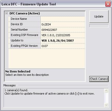 7 Known Limitations 7.1 64-bit Operating Systems & Leica DFC cameras Firmware for existing 1394a Leica DFC cameras must be updated to version 1.9.0 before attempting to connect to a 64-bit operating system.