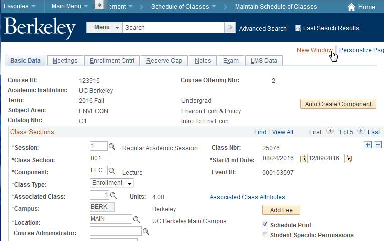 2. Under Search Criteria, use the look up table ( ) or enter the Term, Subject Area, and Catalog Nbr of the first class you wish to combine sections for. 3. Click Search.