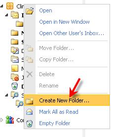 To Create New Folder, place the cursor over your