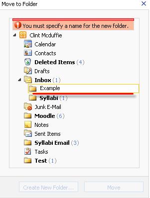 Then click on Create New Folder Name the folder in the space provided.
