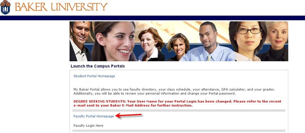 Click on Faculty Portal Homepage.
